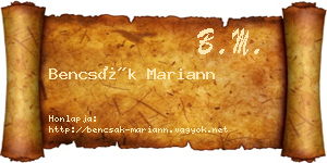 Bencsák Mariann névjegykártya